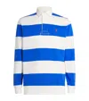 Polo Ralph Lauren Blue Polo Shirt With Pony Embroidery On The Front And All-over Striped Motif In Cotton Man In Blue