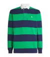Polo Ralph Lauren Striped Long Sleeve Polo With Half Button Placket In Navy
