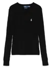Polo Ralph Lauren Long Sleeve Crewneck Pullover Sweater Polo Black In Black