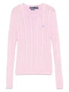 Polo Ralph Lauren Cable Knit Crew Neck Sweater Knitwear Rose In Pink