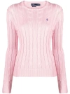 POLO RALPH LAUREN COTTON SWEATER WITH CABLE KNIT CREW-NECK