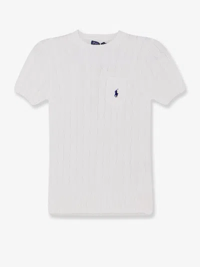 Polo Ralph Lauren Cotton Sweater With Contrasting Embroidered Logo In White