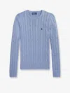 Polo Ralph Lauren Cotton Sweater With Embroidered Logo On The Front In Blue