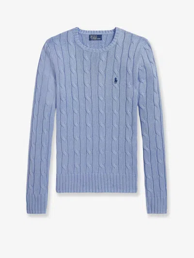 Polo Ralph Lauren Cotton Sweater With Embroidered Logo On The Front In Blue