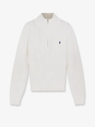 Polo Ralph Lauren Cotton Sweater With Embroidered Logo In White