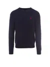 Polo Ralph Lauren Navy Blue Cable-knit Crew-neck Sweater In Blue