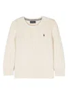 Polo Ralph Lauren Cable-knit Cotton Sweater With Logo In Neutral