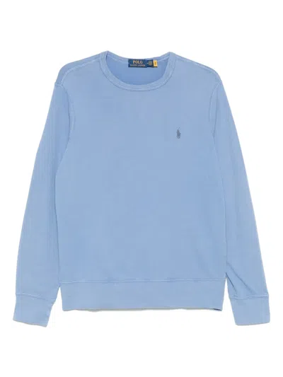 Polo Ralph Lauren Logo-embroidered Cotton-blend Jersey Sweatshirt In Blue