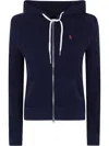 Polo Ralph Lauren Textured Cable Knit Cotton Sweatshirt With Zip Fastening In Blue