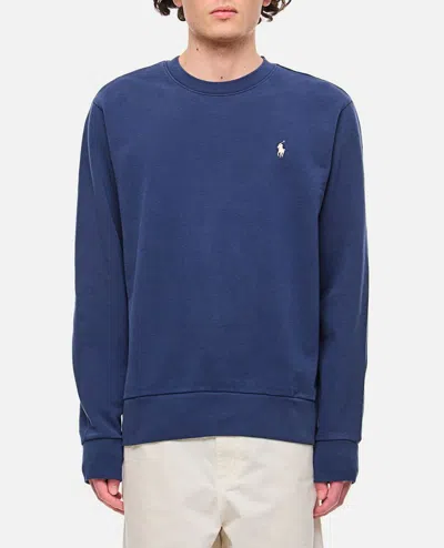 Polo Ralph Lauren Logo-embroidered Fine-knit Sweatshirt In Blue