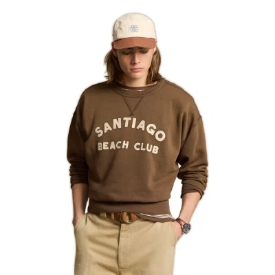 Polo Ralph Lauren Vintage Fit Graphic Fleece Sweatshirt In Court Brown