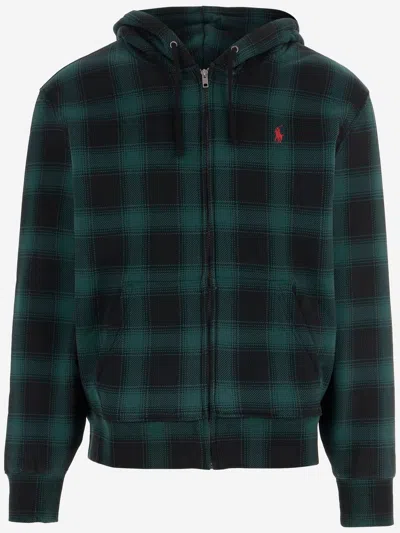Polo Ralph Lauren Cotton Sweatshirt With Checked Pattern In Red