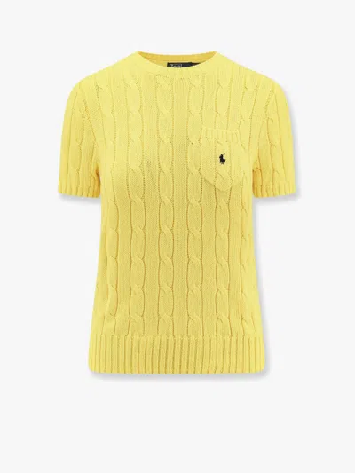 Polo Ralph Lauren Cotton Sweatshirt With Embroidered Logo In Yellow