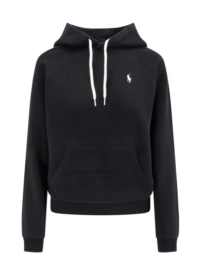 Polo Ralph Lauren Embroidered Logo Relaxed-fit Hoodie In Black
