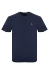 Polo Ralph Lauren Blue Crewneck T-shirt With Pony Embroidery On The Front In Black