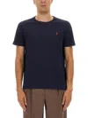Polo Ralph Lauren Custom Slim Fit Blue Crewneck T-shirt With Pony Embroidery On The Front In Cotton Man In Blue