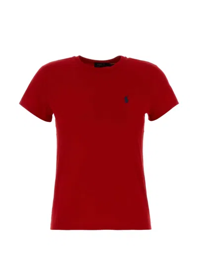 Polo Ralph Lauren Logo Embroidered Crewneck T-shirt In Red