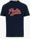 Polo Ralph Lauren Blue Crewneck T-shirt With Logo Print On The Front In Blue