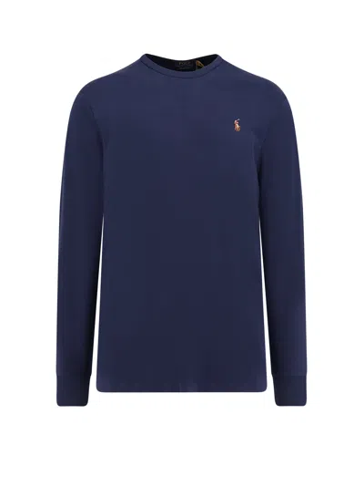 Polo Ralph Lauren Cotton T-shirt With Logo Embroidery In Blue