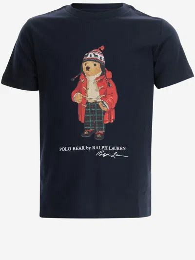 Polo Ralph Lauren Kids' Cotton T-shirt With Polo Bear Pattern In Black