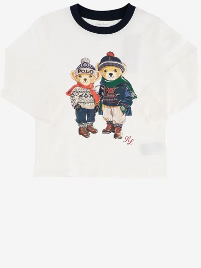 POLO RALPH LAUREN COTTON T-SHIRT WITH POLO BEAR PATTERN