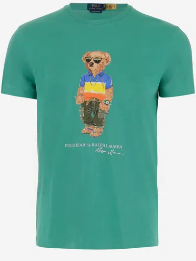 Polo Ralph Lauren Cotton T-shirt With Polo Bear Print In Green