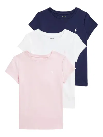 Polo Ralph Lauren Kids' Cotton T-shirts (set Of Three) In White