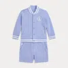 Polo Ralph Lauren Cotton Tee, Baseball Jacket & Short Set In Harbor Island Blue Multi