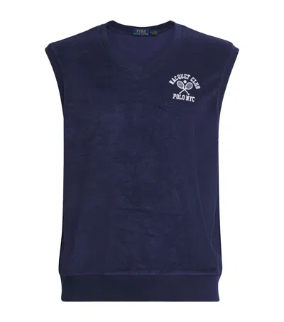 Polo Ralph Lauren Cotton Terry Logo Vest In Blue