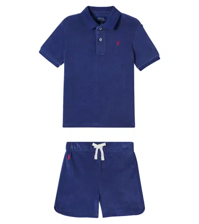 Polo Ralph Lauren Kids' Cotton Terry Polo Shirt And Shorts Set In Blue