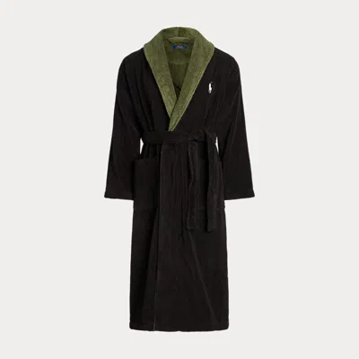 Polo Ralph Lauren Cotton Terry Dressing Gown In Black