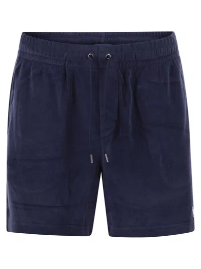 Polo Ralph Lauren Cotton Terry Shorts With Drawstring Waist In Blue