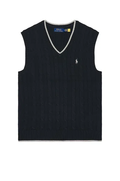 Polo Ralph Lauren Cotton Tipped Cable V-neck Sweater Vest