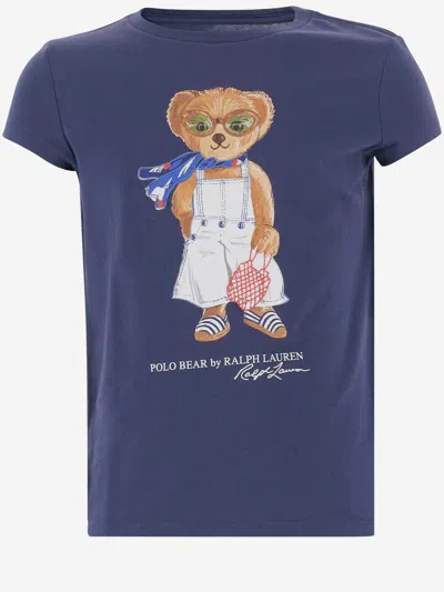 Polo Ralph Lauren Kids' Cotton Tshirt With Print In Blue