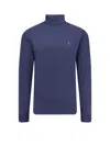 Polo Ralph Lauren Ribbed Cotton Turtleneck Sweater With Long Sleeves In Blue