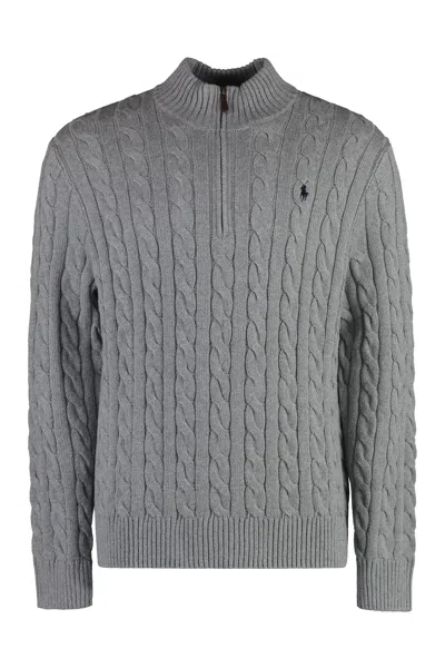 Polo Ralph Lauren Cotton Turtleneck Sweater In Grey