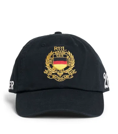 Polo Ralph Lauren Cotton Twill Germany Crest Baseball Cap In Black