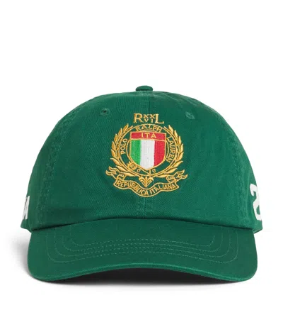 Polo Ralph Lauren Cotton Twill Italy Crest Baseball Cap In Green