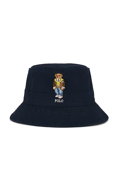 Polo Ralph Lauren Cotton Twill Novelty Bear Loft Bucket Hat In Black