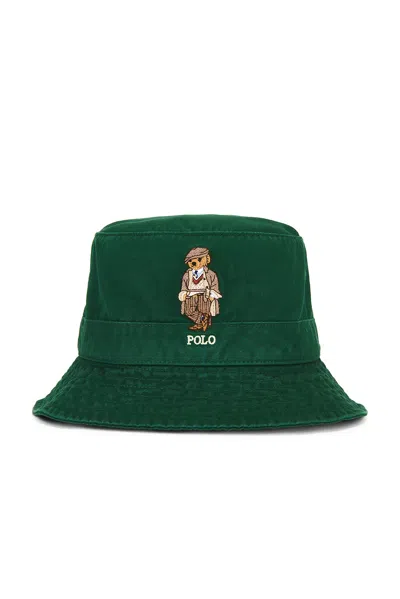 Polo Ralph Lauren Cotton Twill Novelty Bear Loft Bucket Hat In Green