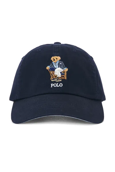 Polo Ralph Lauren Cotton Twill Novelty Newport Bear Sport Cap In Blue