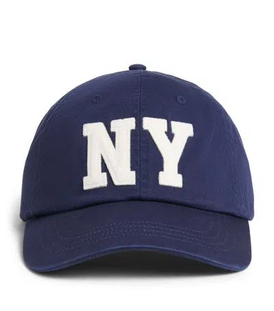 Polo Ralph Lauren Cotton Twill Ny Patch Baseball Cap In Blue