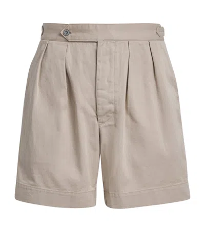 Polo Ralph Lauren Cotton Twill Pleated Shorts In Neutral
