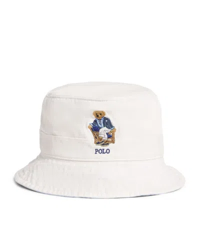 Polo Ralph Lauren Cotton Twill Polo Bear Bucket Hat In White