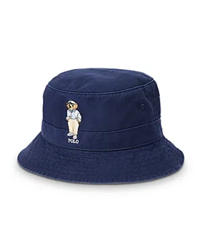 Polo Ralph Lauren Cotton Twill Polo Bear Embroidered Bucket Hat In Navy