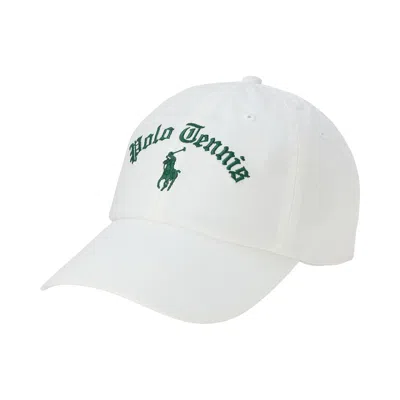 Pre-owned Polo Ralph Lauren Cotton Twill Polo Tennis Sport Cap 'paper White' | Men's Size Onesize