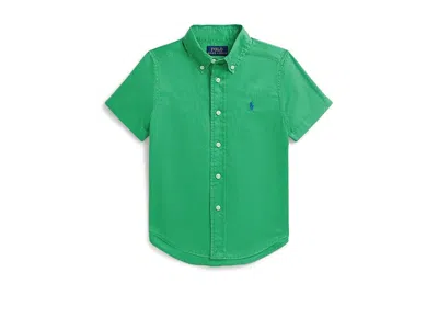 Polo Ralph Lauren Cotton Twill Short Sleeve Shirt (toddler/little Kid) Boy's Workout Summer Emerald : 5 Little Kid In Green