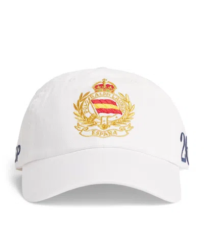 Polo Ralph Lauren Cotton Twill Spain Crest Baseball Cap In White