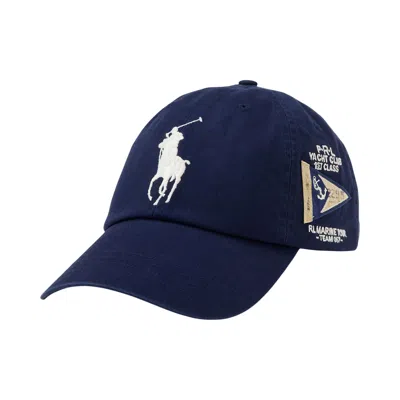 Pre-owned Polo Ralph Lauren Cotton Twill Sport Cap W/ Embroidered Big Polo Pony 'newport Navy' | Blue | Men's