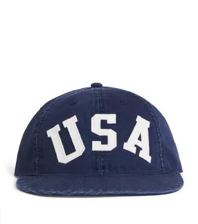 Polo Ralph Lauren Cotton Usa Embroidered Cap In Blue
